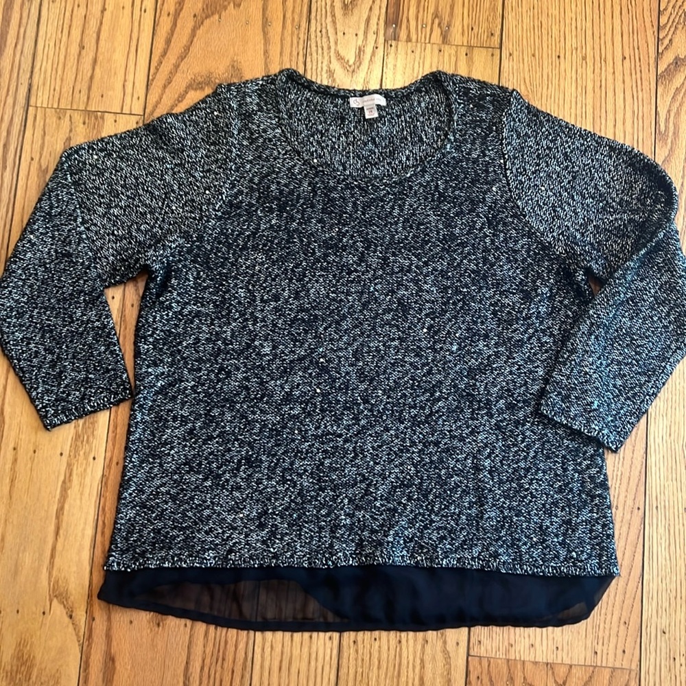 Women’s long sleeve sweater size 2X black with silver thread and light sequined